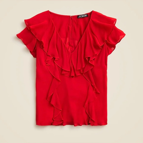 J.Crew Ruffle chiffon top - Picture 4 of 7